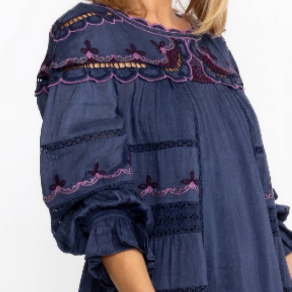 Johnny Was Embroidered Reina Linen Oversized Dress XS - Picture 5 of 14